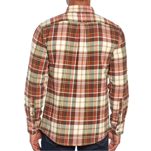 Eddie Bauer Men’s Rust Plaid Brushed Flannel Twill Cotton Shirt - Picture 4 of 5